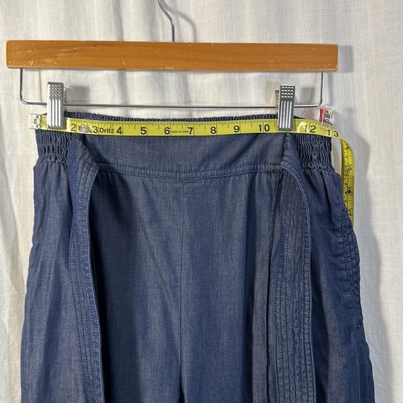 Anthropologie Globetrotters Chambray joggers smocked waist blue lightweight S - Picture 12 of 14